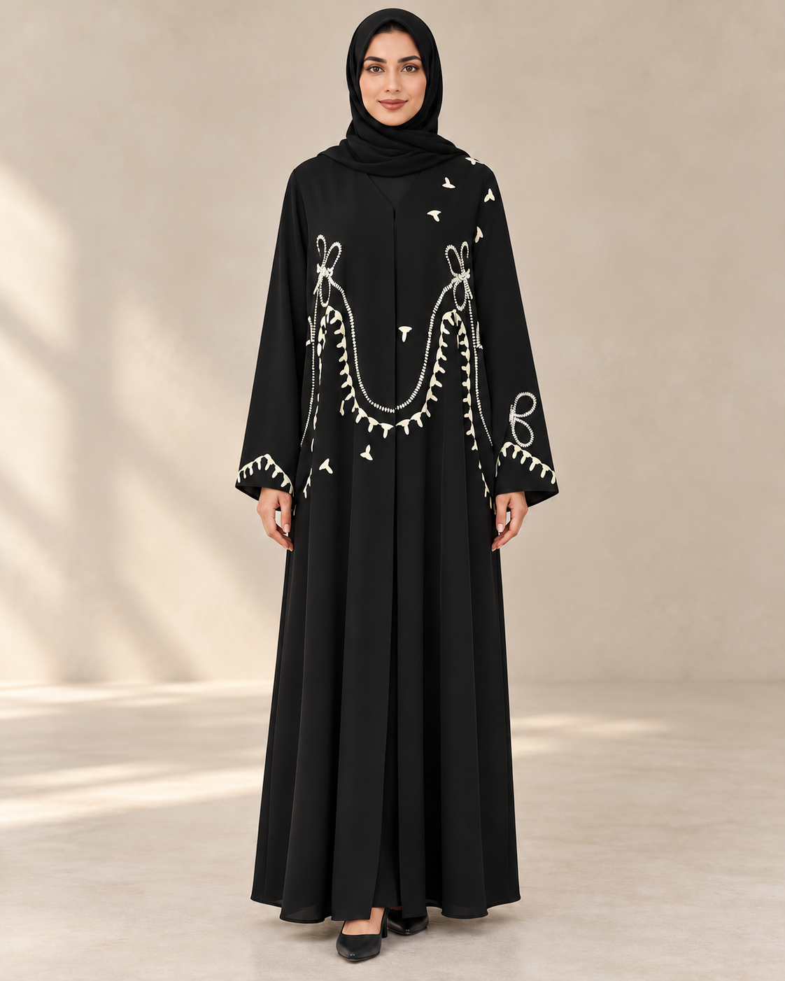Black Embroidered Dubai Abaya