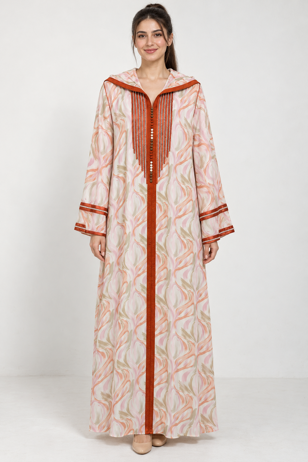 Blush & Peach Hooded Jalabiya