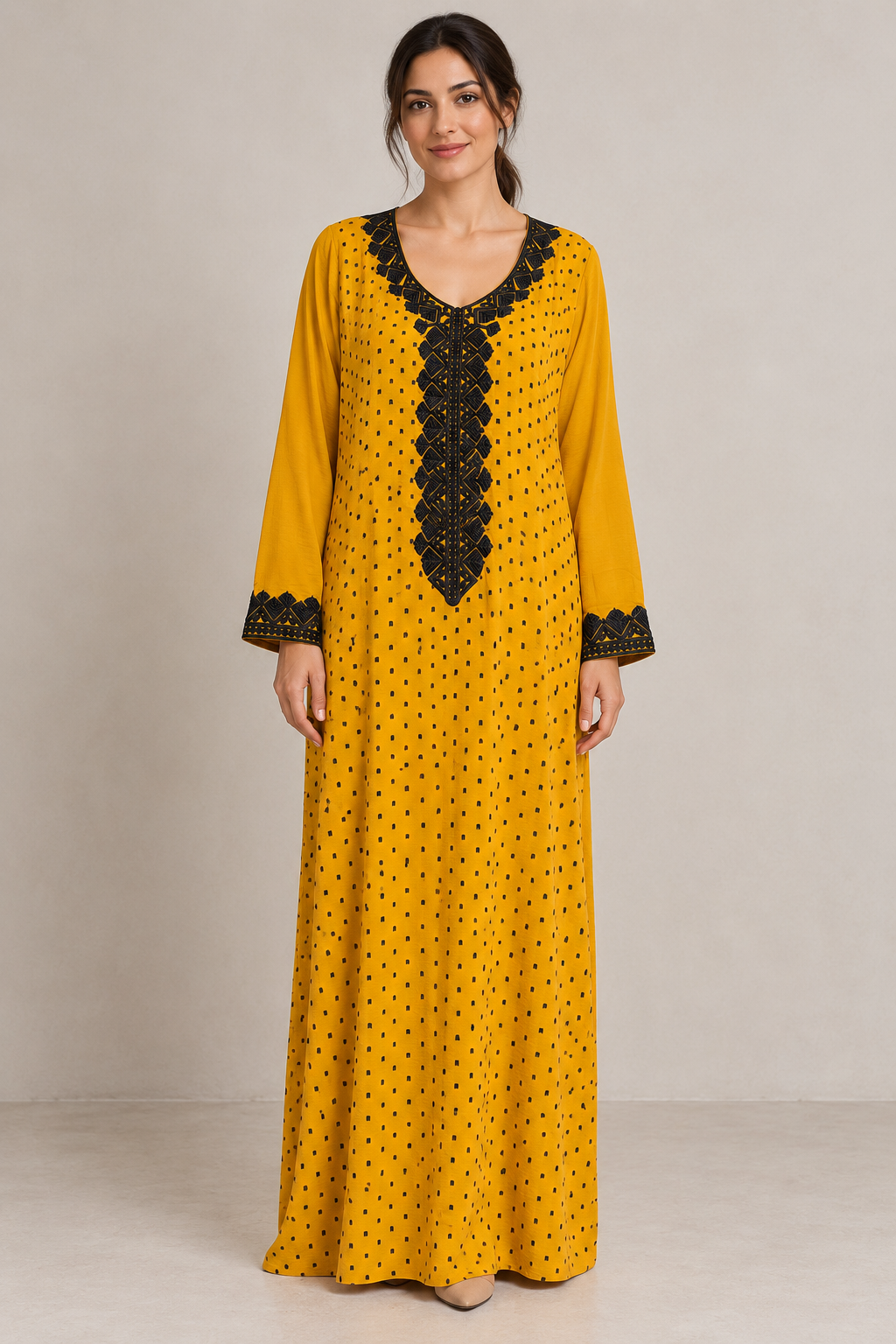Moroccan Mustard Gold Jalabiya
