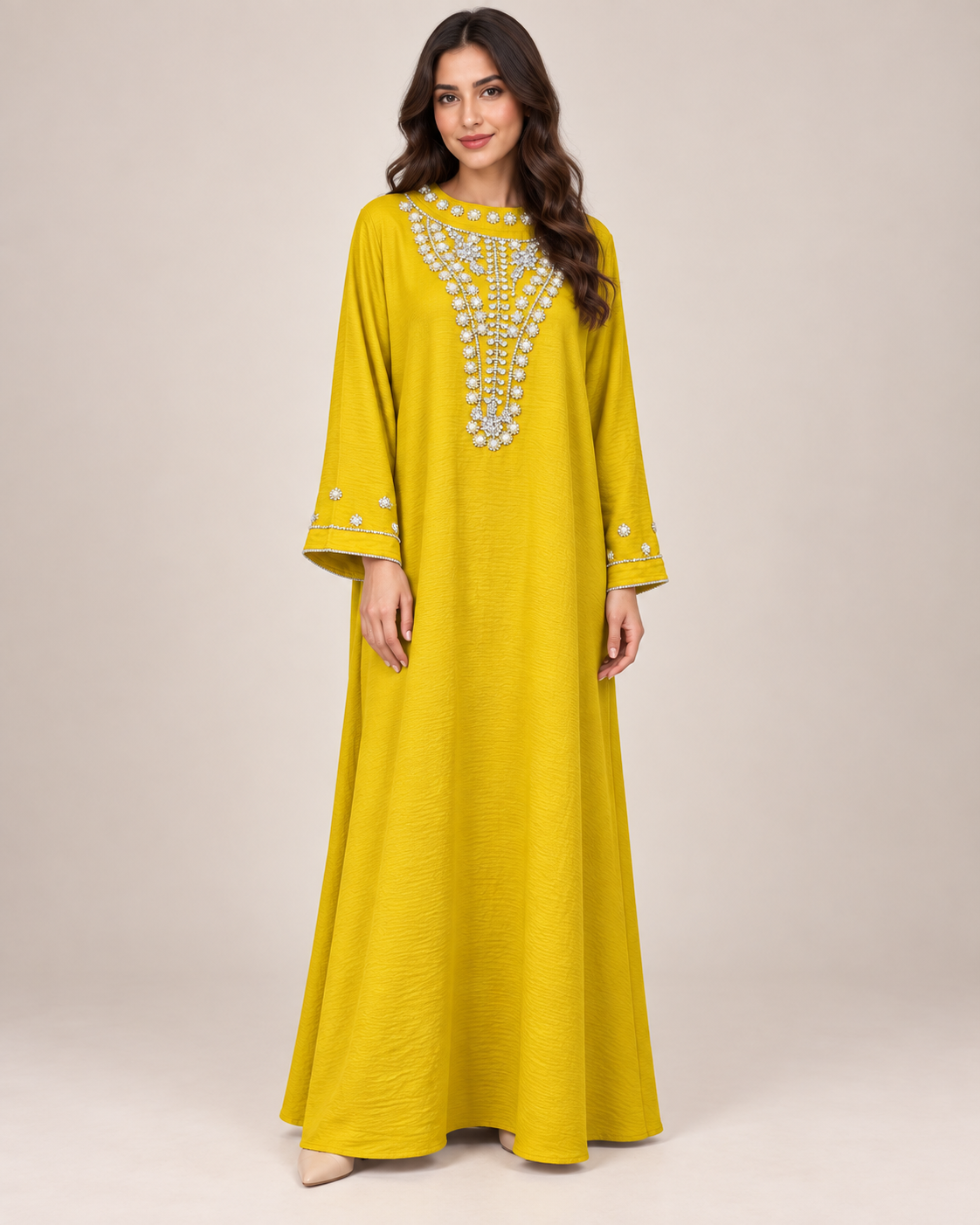Golden Yellow Embellished Abaya